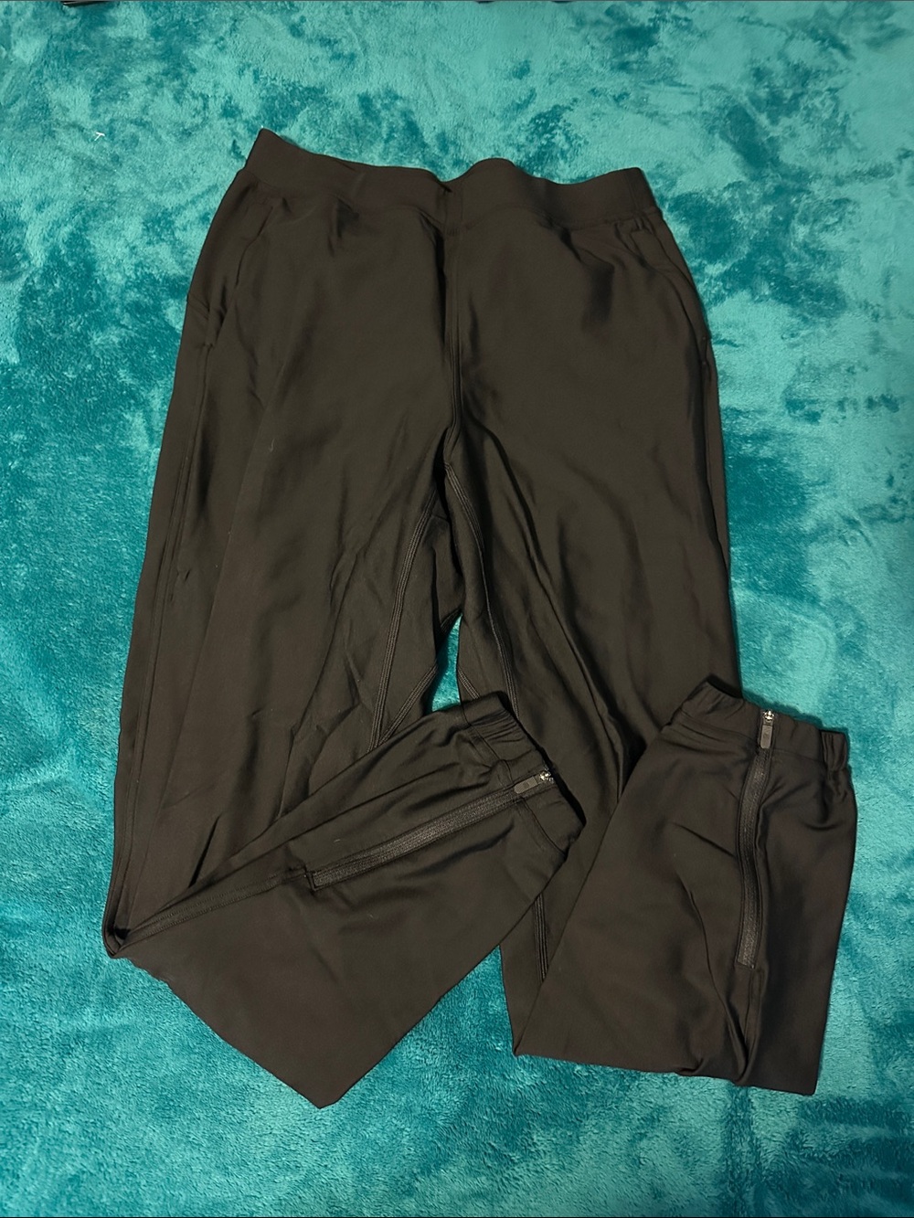 Women’s Black Athletic Zip Ankle Pants - Fleece-Lined Joggers